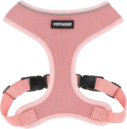 Best Pet Supplies Voyager Aerolite Over the Head Dog Harness, No Pull Breathable Air Mesh Vest, Quick Dry with Reflective Stitching, Adjustable Escape Resistant Harness - Pink, Small