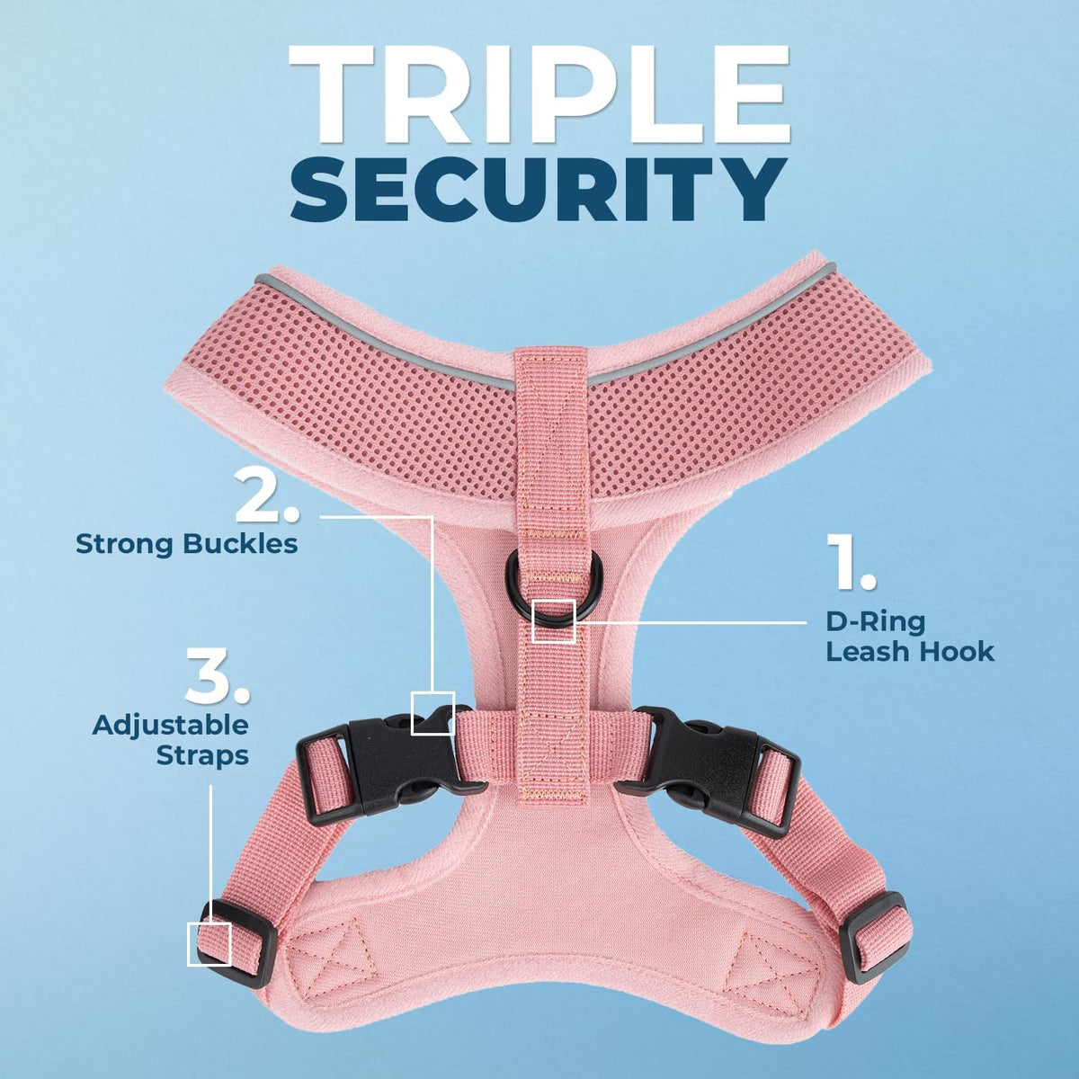 Best Pet Supplies Voyager Aerolite Over the Head Dog Harness, No Pull Breathable Air Mesh Vest, Quick Dry with Reflective Stitching, Adjustable Escape Resistant Harness - Pink, Small