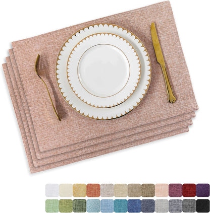 Placemats Set of 4 Heat Resistant Dining Table Place Mats for Kitchen Table Party Dinner Decorations, 13 x 19 inches, Apricot Pink