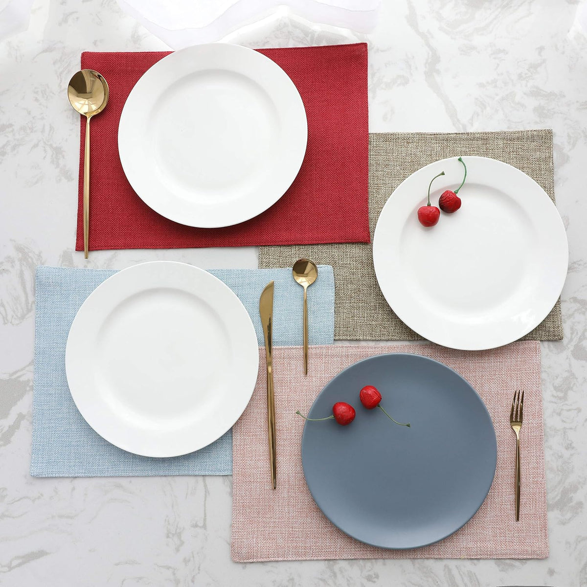 Placemats Set of 4 Heat Resistant Dining Table Place Mats for Kitchen Table Party Dinner Decorations, 13 x 19 inches, Apricot Pink