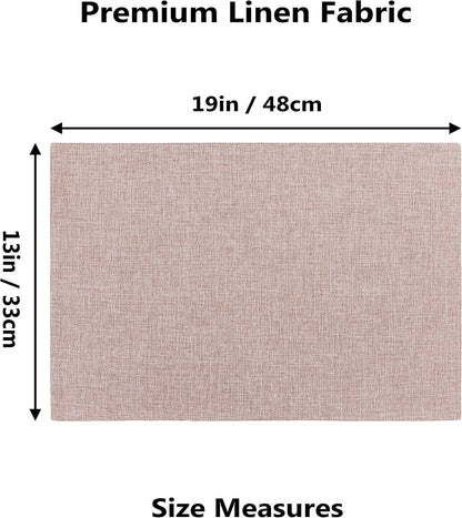 Placemats Set of 4 Heat Resistant Dining Table Place Mats for Kitchen Table Party Dinner Decorations, 13 x 19 inches, Apricot Pink
