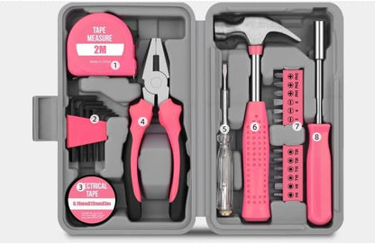 13-Pcs Household DIY Tool Kit for Women Compact Tool Box Set with Essential Starter Tools for Home Projects(24piece)