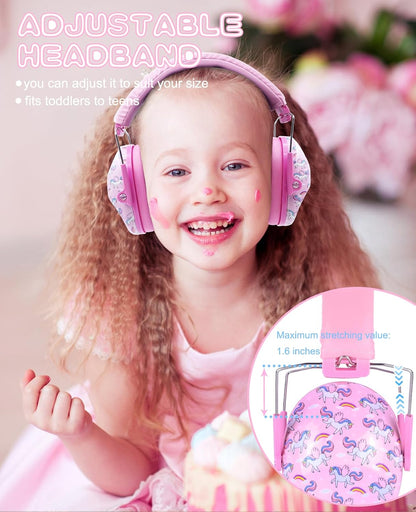 032 Kids Ear Protection - Noise Cancelling Headphones Ear Muffs for Autism, Toddlers, Children - Pink