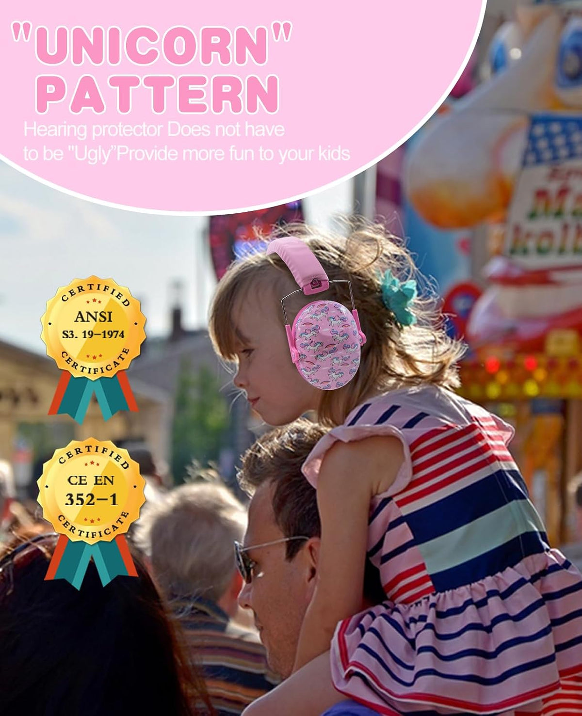 032 Kids Ear Protection - Noise Cancelling Headphones Ear Muffs for Autism, Toddlers, Children - Pink
