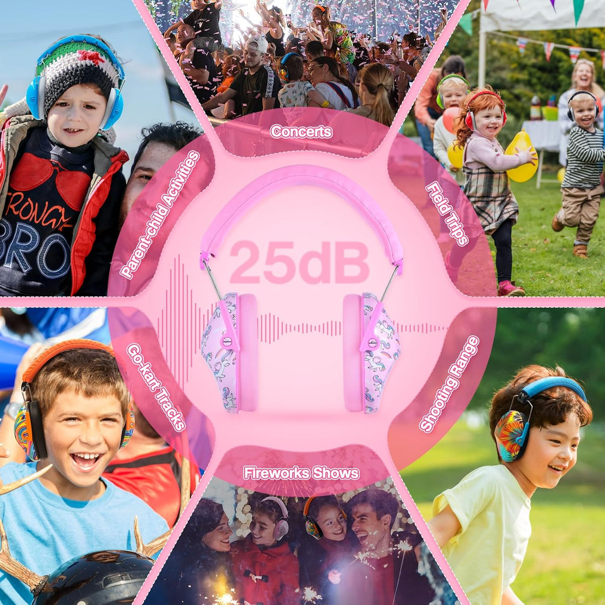 032 Kids Ear Protection - Noise Cancelling Headphones Ear Muffs for Autism, Toddlers, Children - Pink