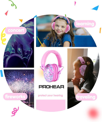032 Kids Ear Protection - Noise Cancelling Headphones Ear Muffs for Autism, Toddlers, Children - Pink