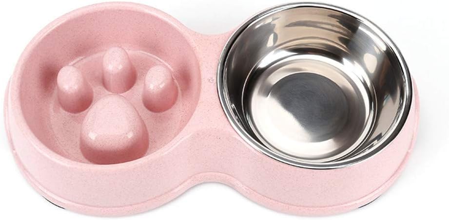 Stainless Steel Pet Slow Feeder Bowl for Puppy & Small Dogs Cats