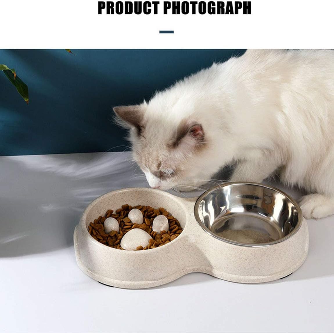 Stainless Steel Pet Slow Feeder Bowl for Puppy & Small Dogs Cats