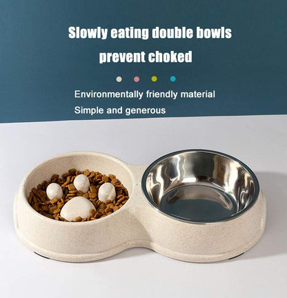 Stainless Steel Pet Slow Feeder Bowl for Puppy & Small Dogs Cats