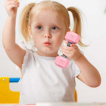 2pcs Mini Silicone Dumbbells for Kids Toddler Hand Weights Set Children Home Gym Exercise Kindergarten Workout Toys Pink