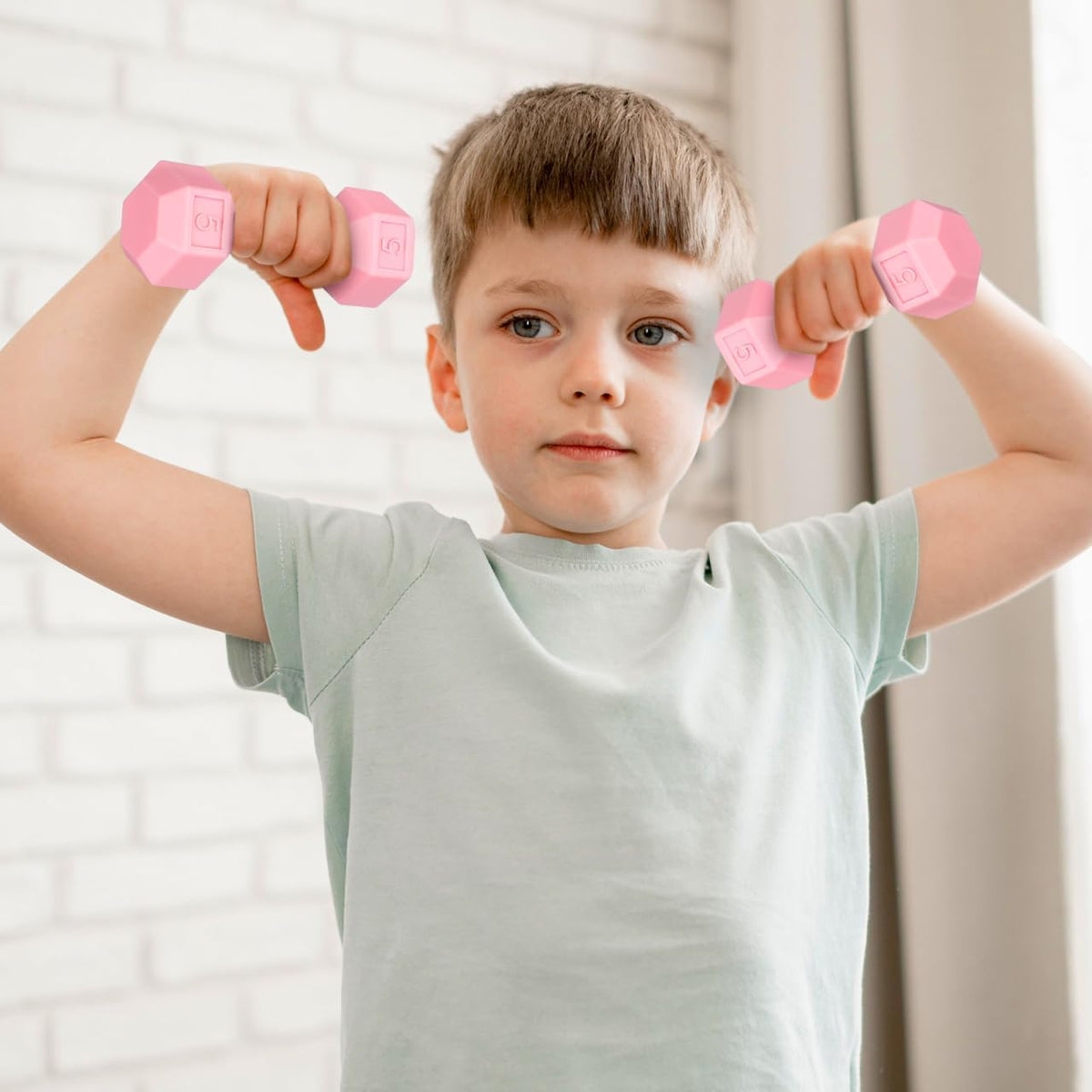 2pcs Mini Silicone Dumbbells for Kids Toddler Hand Weights Set Children Home Gym Exercise Kindergarten Workout Toys Pink