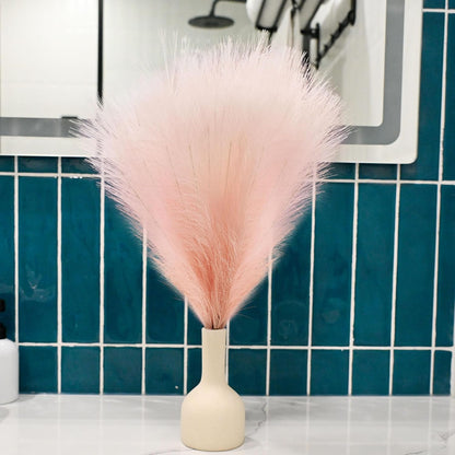 6 PCS Faux Pampas Grass Arrangement - 18"/45cm Artificial Fluffy Pompous Grass Stems for Boho Chic Home and Wedding Decor (Light Pink)