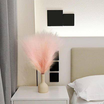 6 PCS Faux Pampas Grass Arrangement - 18"/45cm Artificial Fluffy Pompous Grass Stems for Boho Chic Home and Wedding Decor (Light Pink)