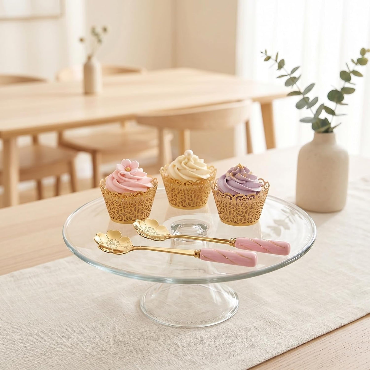 4pcs Stainless Steel Coffee Spoon Flower- shaped Spoons Tea Sugar Spoon Dinner Espresso Spoons for Dessert Cake Mixing Drinks Appetizer (Pink)