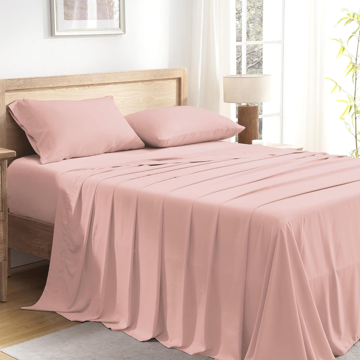 Blush King Sheets Set 100% Viscose Derived from Bamboo