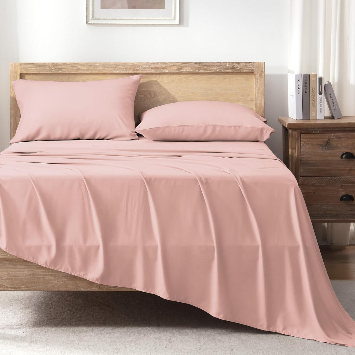 Blush King Sheets Set 100% Viscose Derived from Bamboo