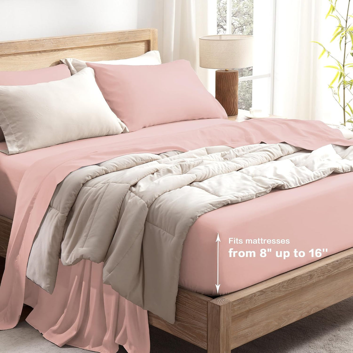 Blush King Sheets Set 100% Viscose Derived from Bamboo
