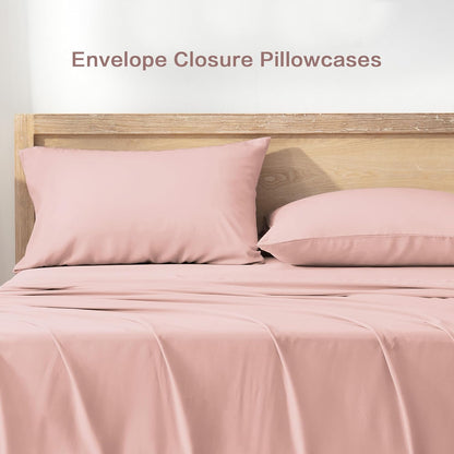 Blush King Sheets Set 100% Viscose Derived from Bamboo