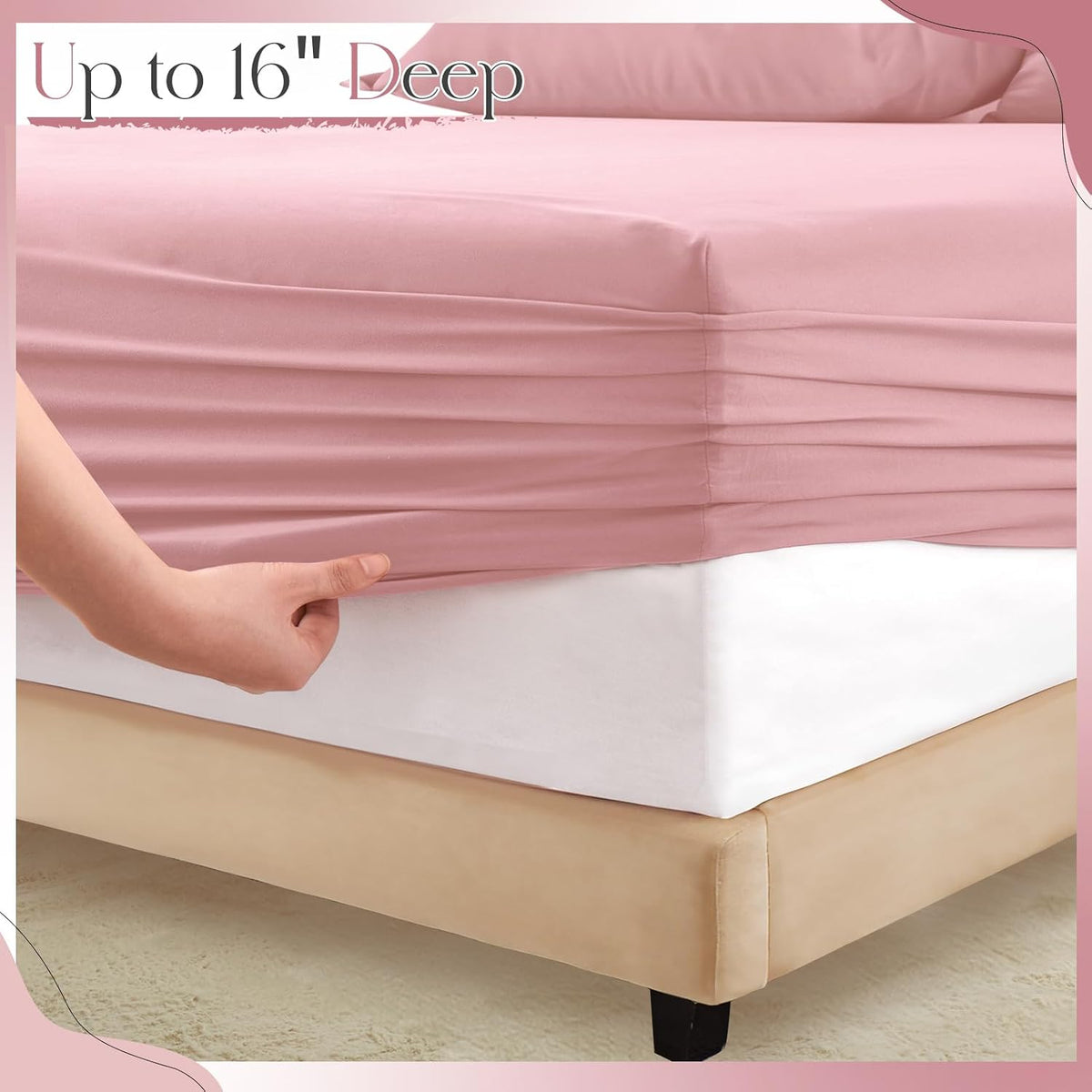 Dusty Pink Ruffle Sheets Full Size 6 Piece, Shabby Chic Bed Sheet