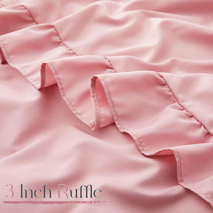 Dusty Pink Ruffle Sheets Full Size 6 Piece, Shabby Chic Bed Sheet