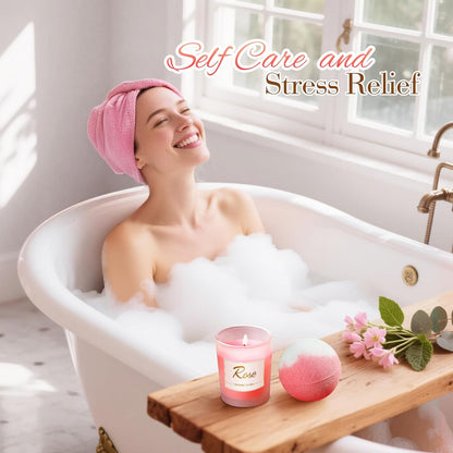 Birthday Gifts for Women, Mom, Unique Pink Spa Relaxation Baskets Set