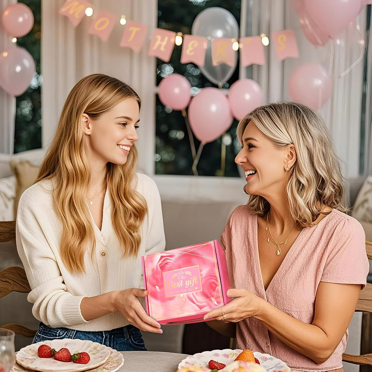 Birthday Gifts for Women, Mom, Unique Pink Spa Relaxation Baskets Set