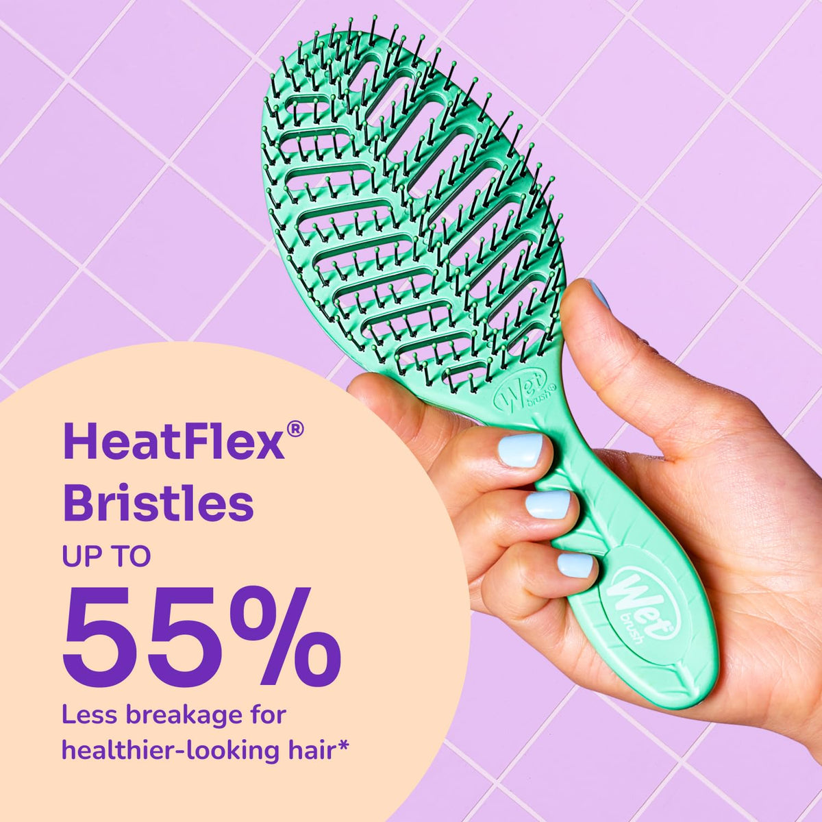 Go Green Speed Dry Hair Brush, Pink - Vented Design & Ultra Soft HeatFlex Bristles - Ergonomic Handle Manages Tangle & Uncontrollable Hair - Pain-Free Hair Accessories