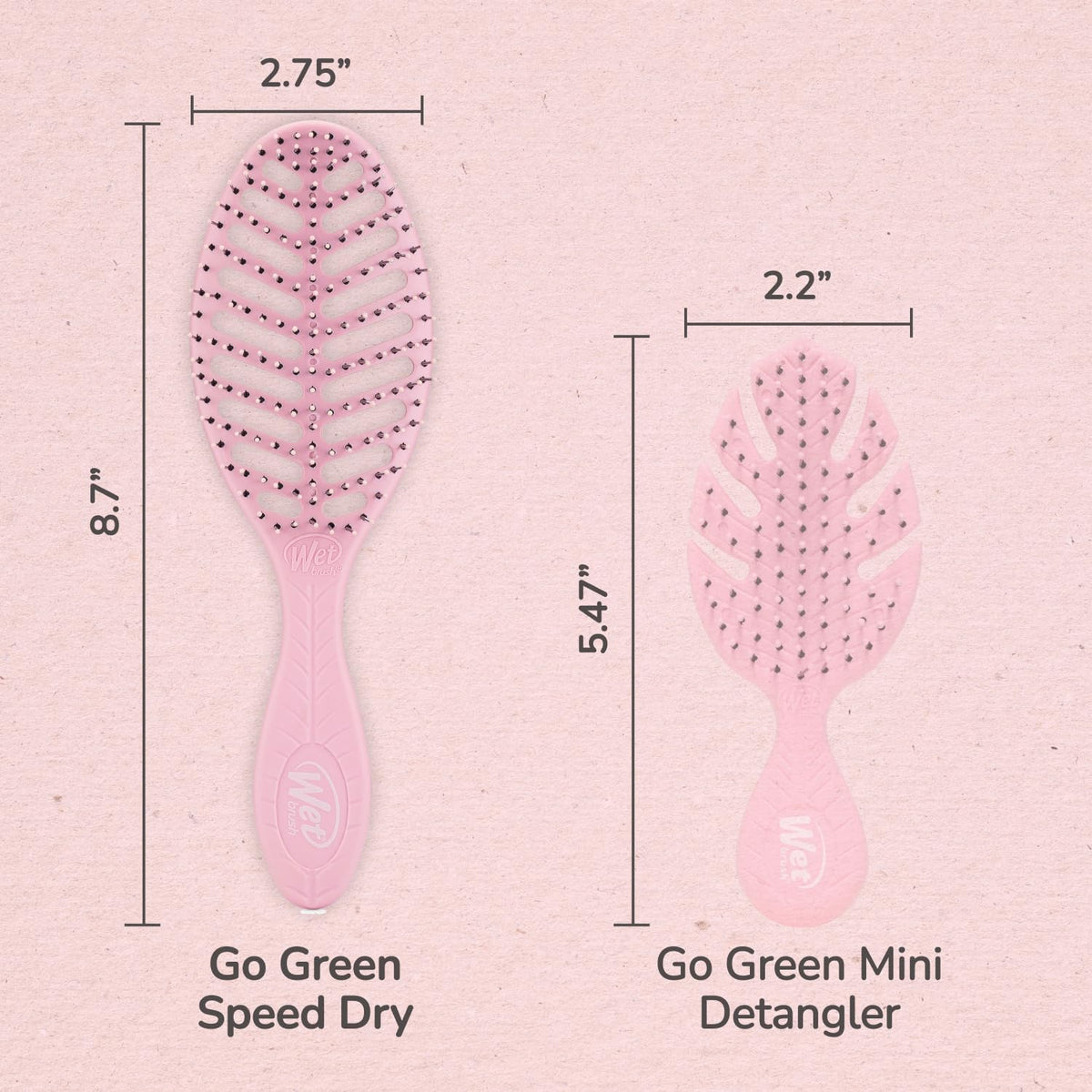 Go Green Speed Dry Hair Brush, Pink - Vented Design & Ultra Soft HeatFlex Bristles - Ergonomic Handle Manages Tangle & Uncontrollable Hair - Pain-Free Hair Accessories