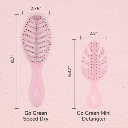 Go Green Speed Dry Hair Brush, Pink - Vented Design & Ultra Soft HeatFlex Bristles - Ergonomic Handle Manages Tangle & Uncontrollable Hair - Pain-Free Hair Accessories