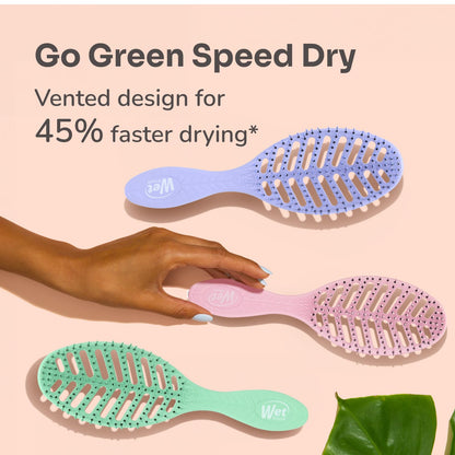 Go Green Speed Dry Hair Brush, Pink - Vented Design & Ultra Soft HeatFlex Bristles - Ergonomic Handle Manages Tangle & Uncontrollable Hair - Pain-Free Hair Accessories