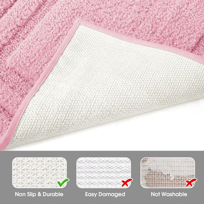 Bathroom Rugs Sets 2 Piece, Super Soft and Absorbent Non Slip Microfiber U-Shaped Toilet Bath Mat Set (20"x32"+U20 x24, Light Pink)