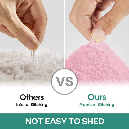 Bathroom Rugs Sets 2 Piece, Super Soft and Absorbent Non Slip Microfiber U-Shaped Toilet Bath Mat Set (20"x32"+U20 x24, Light Pink)