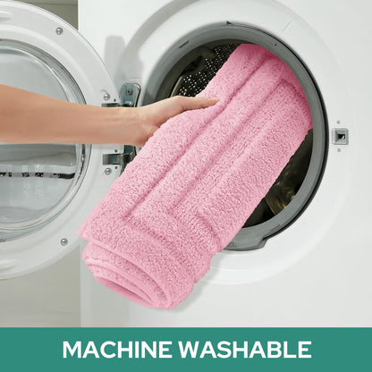 Bathroom Rugs Sets 2 Piece, Super Soft and Absorbent Non Slip Microfiber U-Shaped Toilet Bath Mat Set (20"x32"+U20 x24, Light Pink)