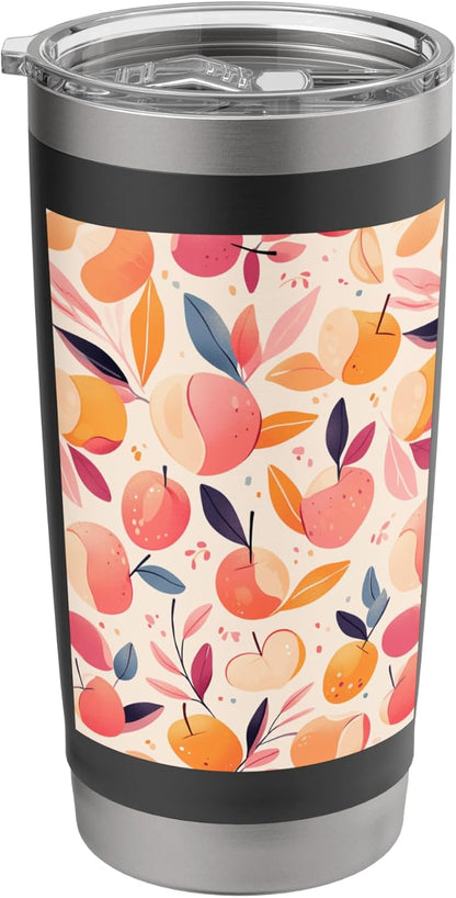 Minimalist Peach Fruit Pattern Art Stainless Steel Insulated Tumbler