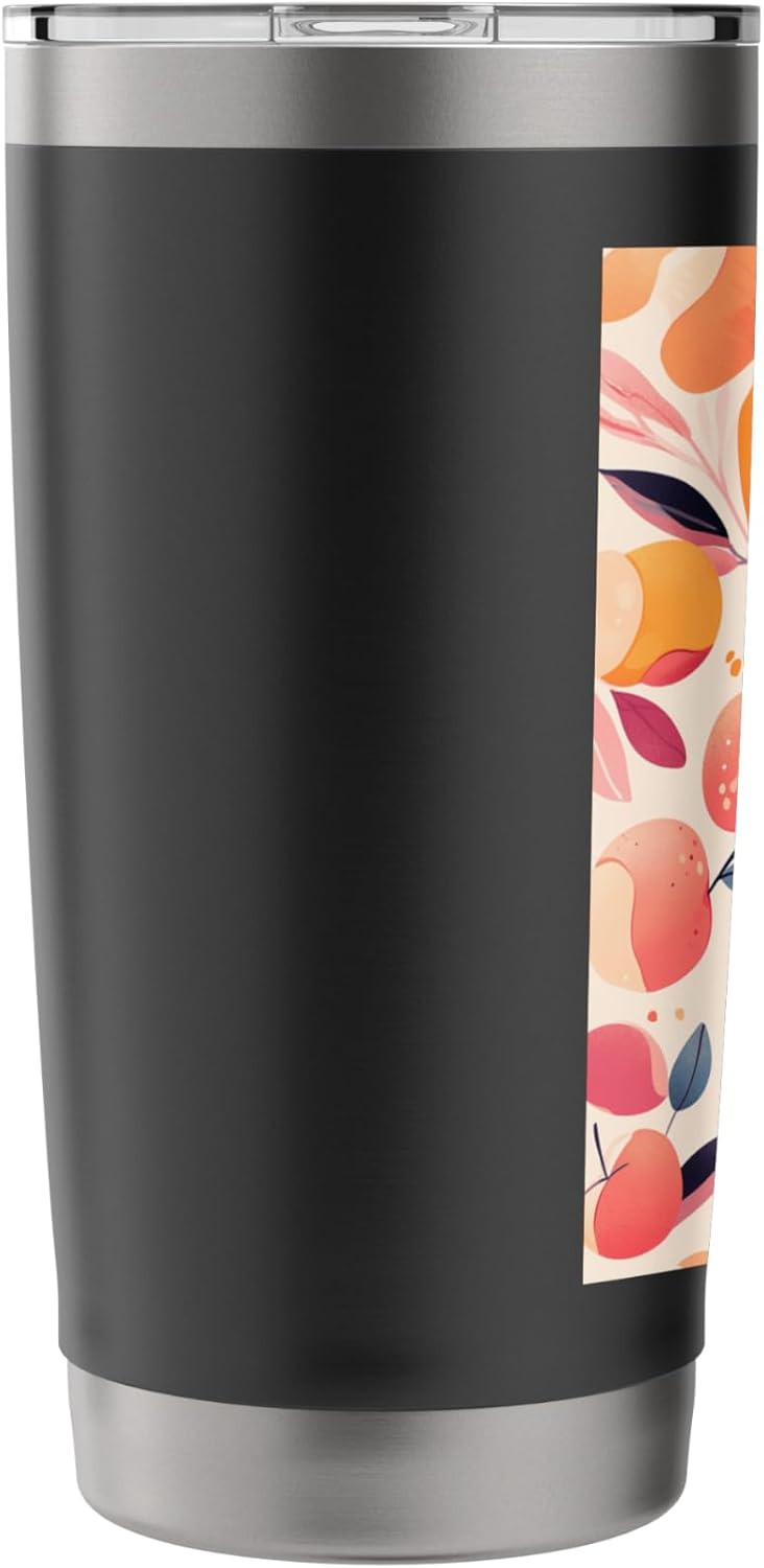 Minimalist Peach Fruit Pattern Art Stainless Steel Insulated Tumbler