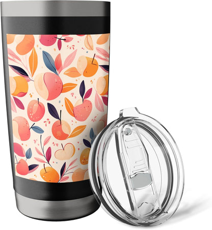 Minimalist Peach Fruit Pattern Art Stainless Steel Insulated Tumbler