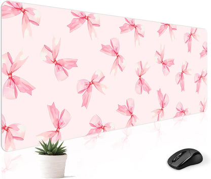 Cute Desk Mat for Keyboard Desktop Extra Large Mouse Pad, Pink Bow