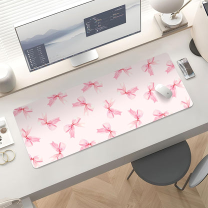 Cute Desk Mat for Keyboard Desktop Extra Large Mouse Pad, Pink Bow