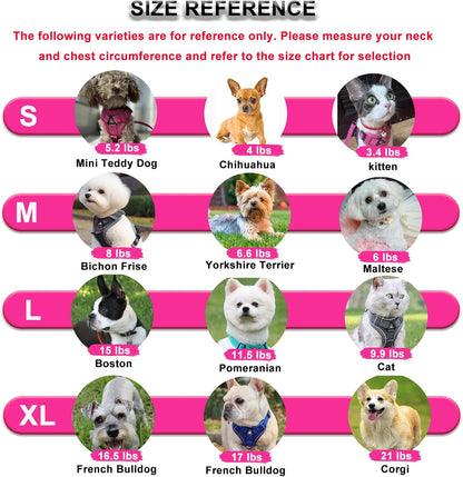 SOLMOONY Small Dog Harness,Soft Mesh Puppy Harness and Leash Set,No Escape Cat Harnesses for Training Walking,Reflective Adjustable Puppy Vest for Small Medium Dogs, Cats (Hot Pink, S)