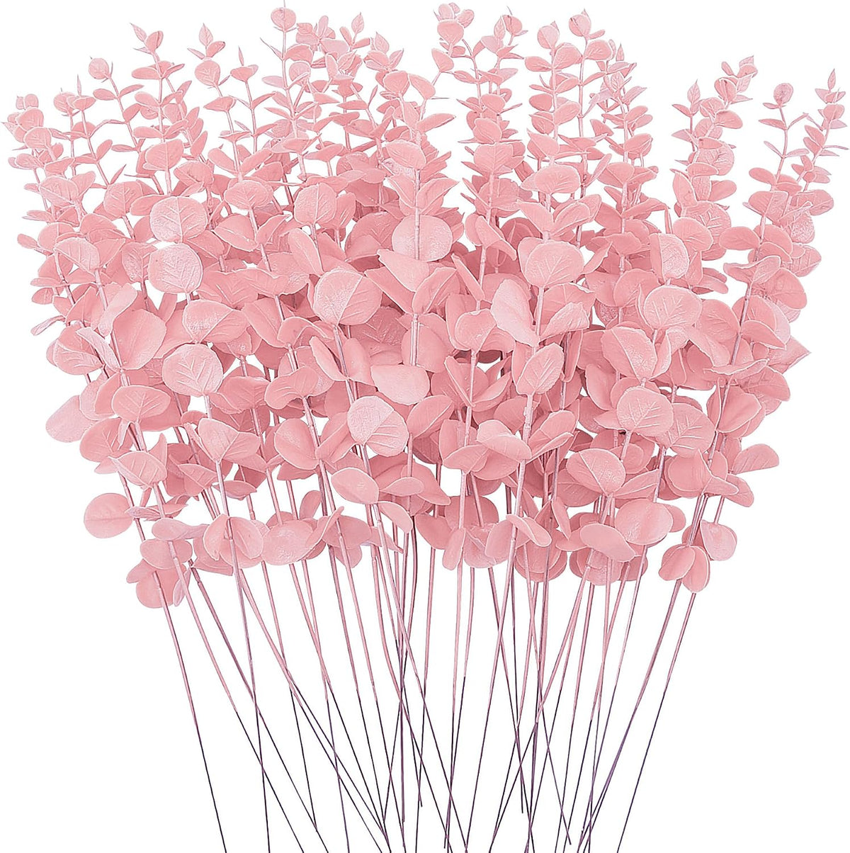36 Pcs Pink Artificial Eucalyptus Stems 15" Faux Eucalyptus Branches