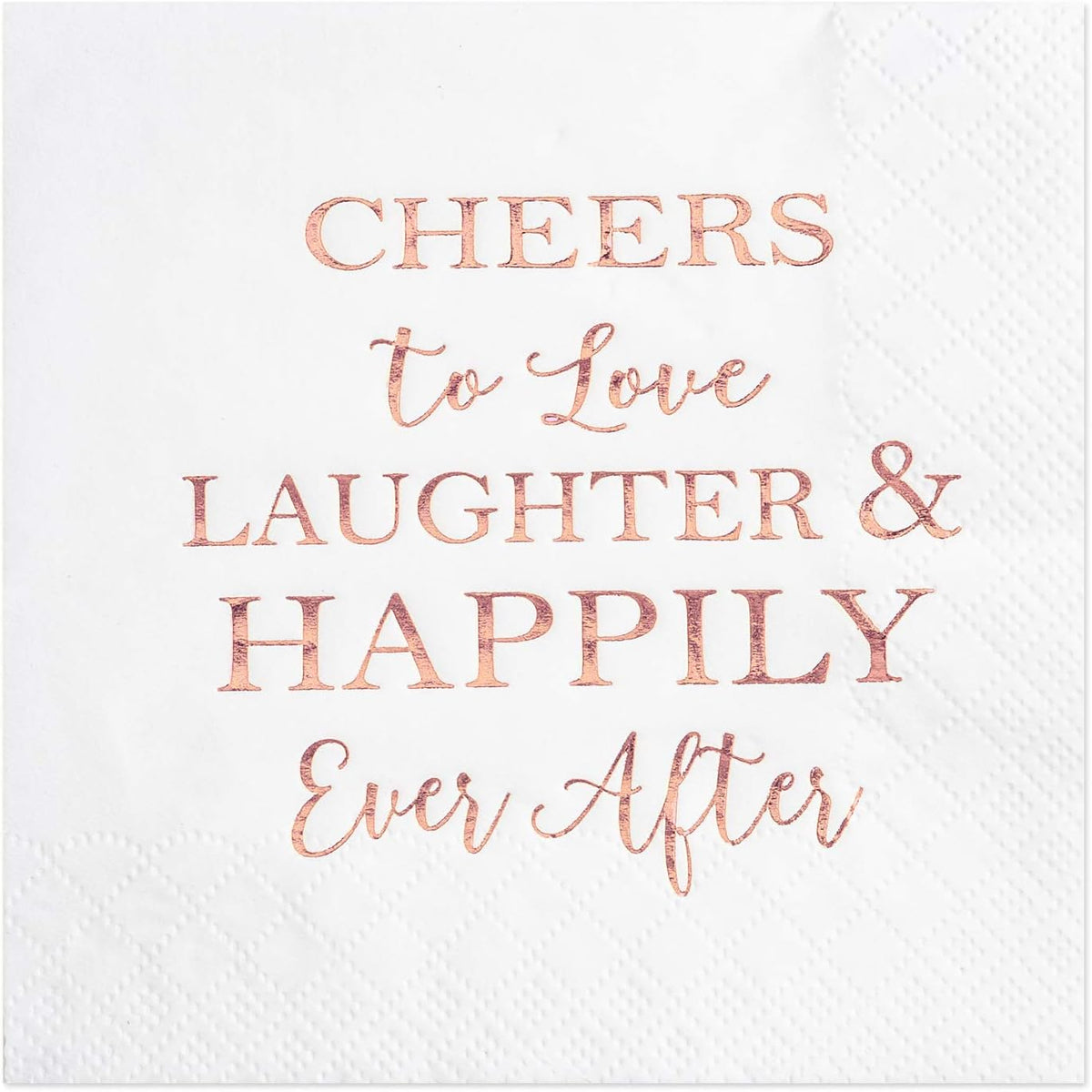 3-Ply 100 Pcs Bridal Shower Napkins Disposable Cocktail Napkins Rose Gold Foil Text Beverage Napkins for Engagement Party Decorations & Wedding Shower
