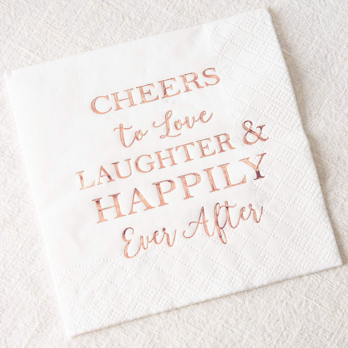 3-Ply 100 Pcs Bridal Shower Napkins Disposable Cocktail Napkins Rose Gold Foil Text Beverage Napkins for Engagement Party Decorations & Wedding Shower
