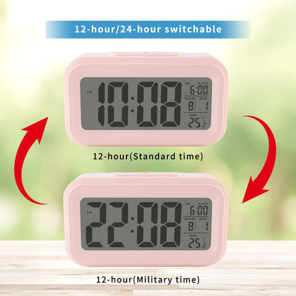 Digital Alarm Clock with Indoor Temperature, Large LED Display, 12/24H, Snooze Mode, Battery Operated Bedside Clock for Bedroom, Heavy Sleepers & Kids
