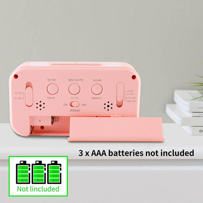 Digital Alarm Clock with Indoor Temperature, Large LED Display, 12/24H, Snooze Mode, Battery Operated Bedside Clock for Bedroom, Heavy Sleepers & Kids