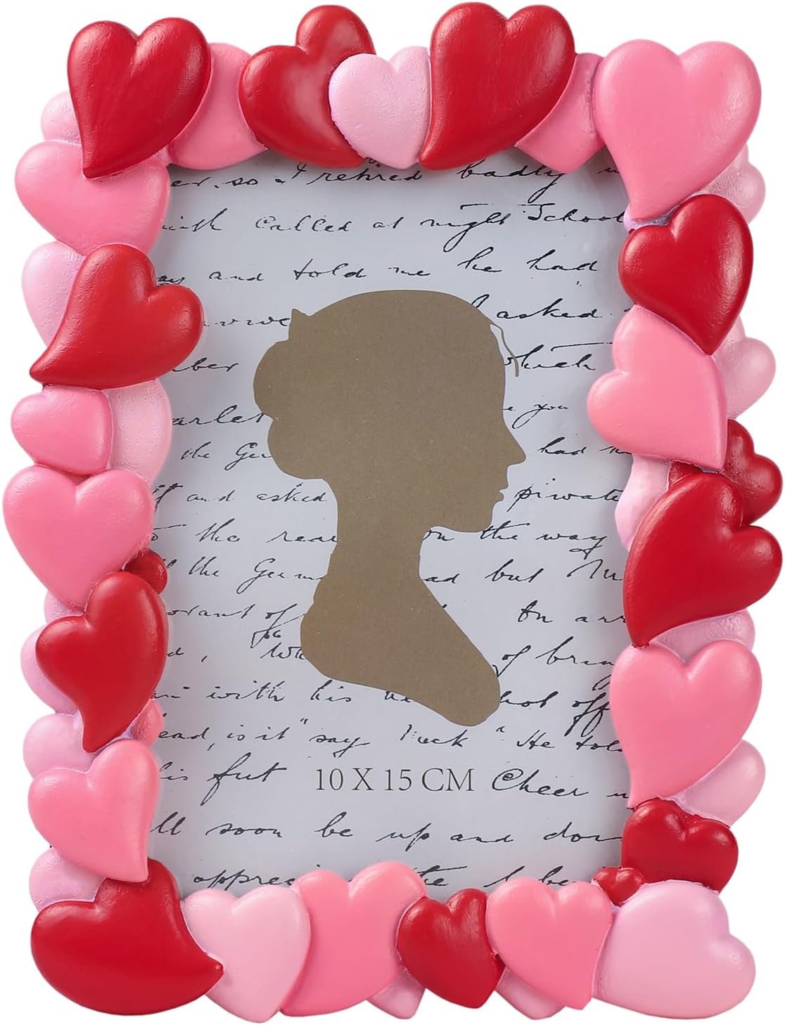 3D Embossed Red Pink Heart Pattern Resin Card Frame Photo Photo Display Frame Picture Frame for Desktop Table Top Display for Lover Valentine, 4 by 6 Inches