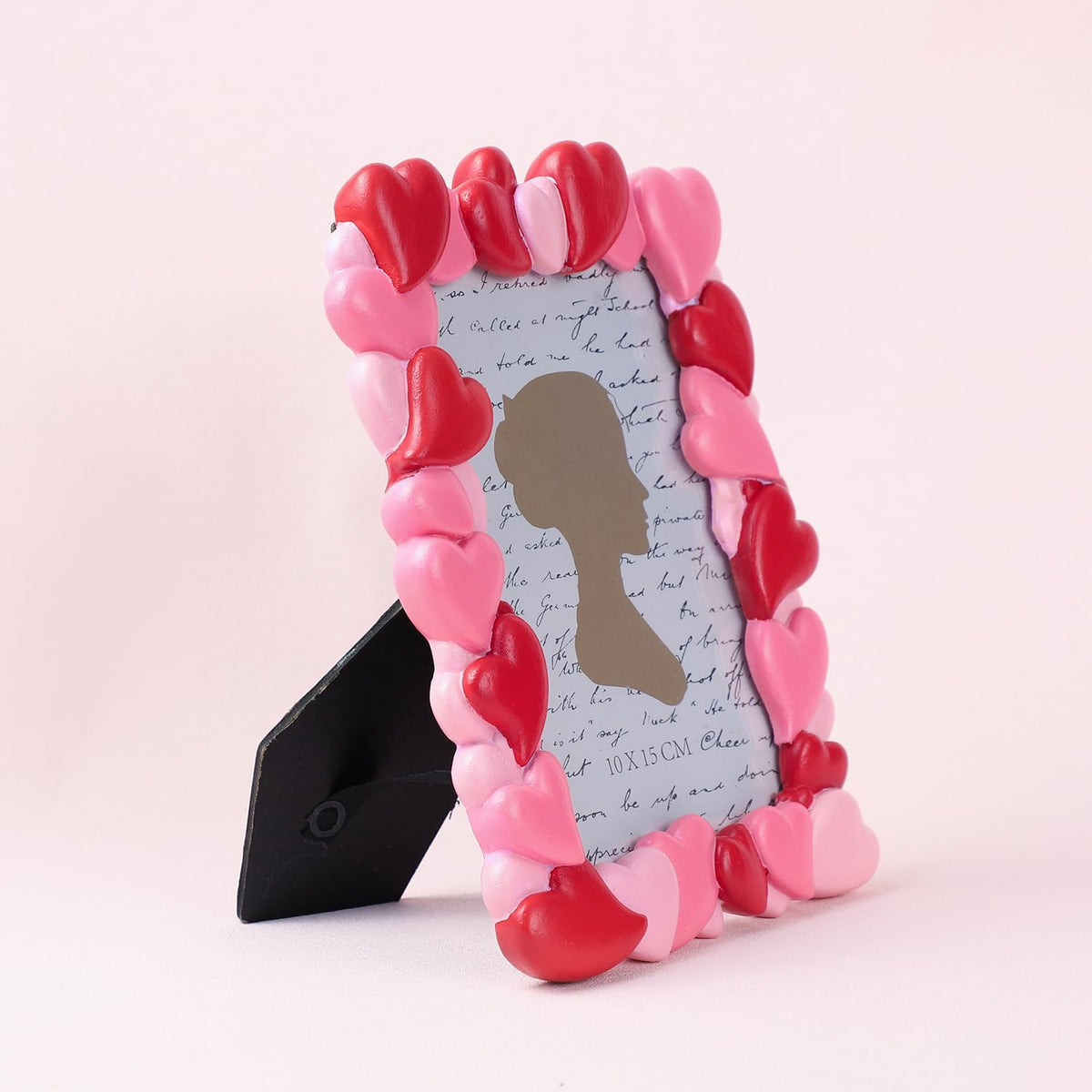 3D Embossed Red Pink Heart Pattern Resin Card Frame Photo Photo Display Frame Picture Frame for Desktop Table Top Display for Lover Valentine, 4 by 6 Inches
