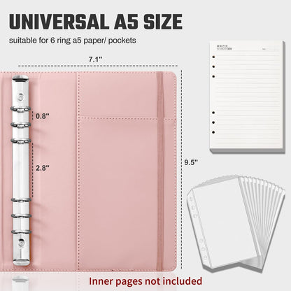 PU Leather Aesthetic A5 Binder 6 Ring Binder Journal Cover