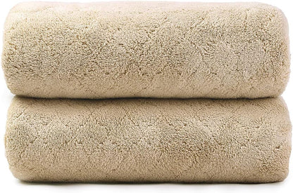 Microfiber Bath Towels, Coral Fleece - Camel, 30 in x 60 in