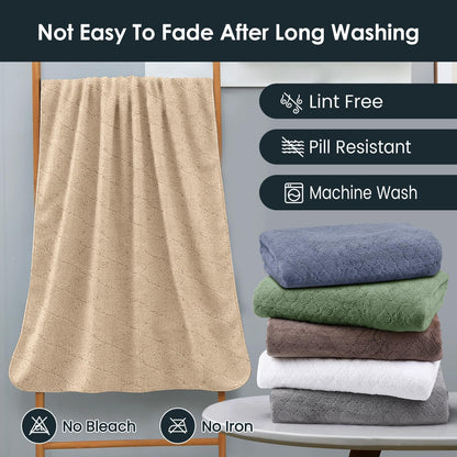 Microfiber Bath Towels, Coral Fleece - Camel, 30 in x 60 in