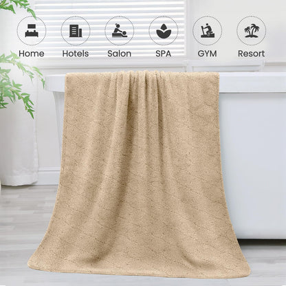Microfiber Bath Towels, Coral Fleece - Camel, 30 in x 60 in